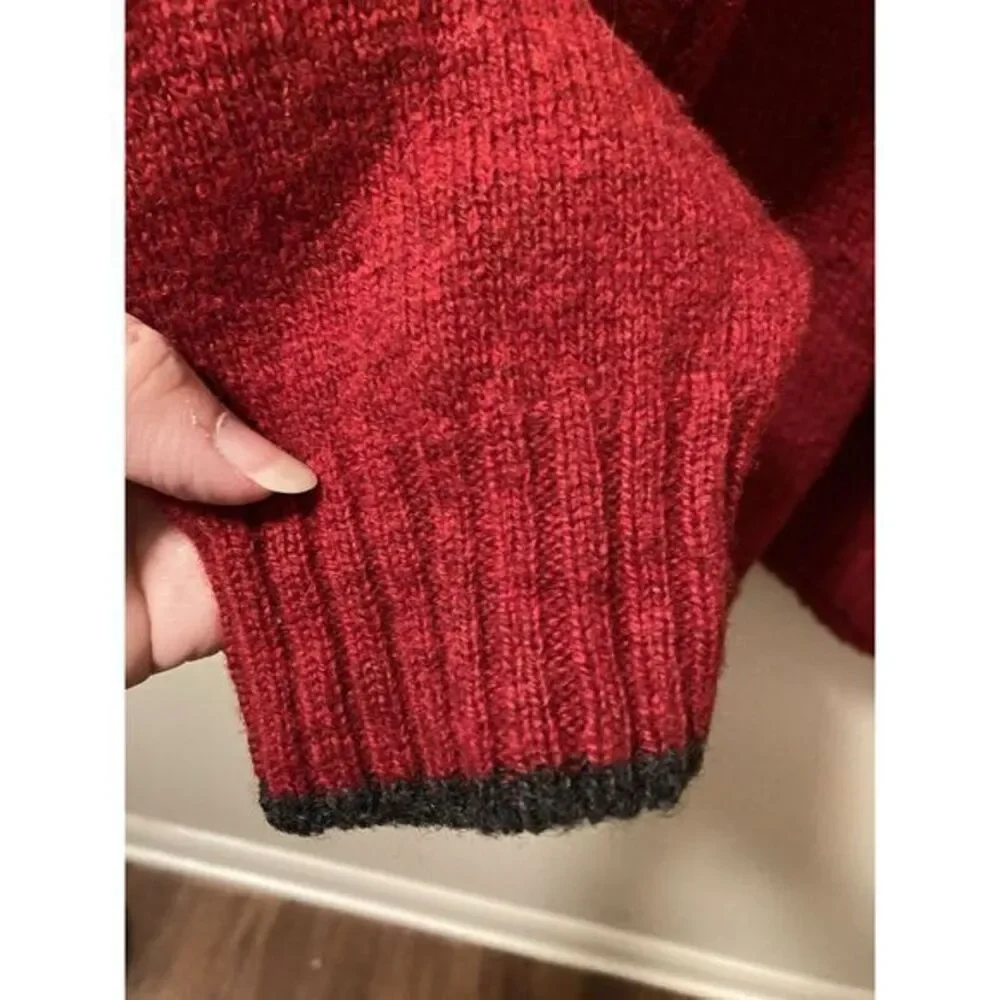 Vintage Lands End Sweater Y2K Red 100% Wool Crewneck Size‎ XL 90s USA Grunge - Picture 5 of 9